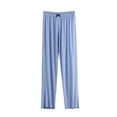 thumbnail image 1 of USNSM Flowy Pants for Women Dressy Casual Wide Leg Trousers Draped Loose Stretchy Ruffle Ruched Palazzo Trousers Sky Blue XXL, 1 of 3