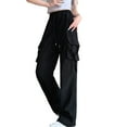 thumbnail image 1 of USNSM High Waist Cargo Pants for Women Baggy Pants Elastic Multiple Pockets Wide Leg Trousers Joggers Y2k Hiking Pants Black XL, 1 of 2