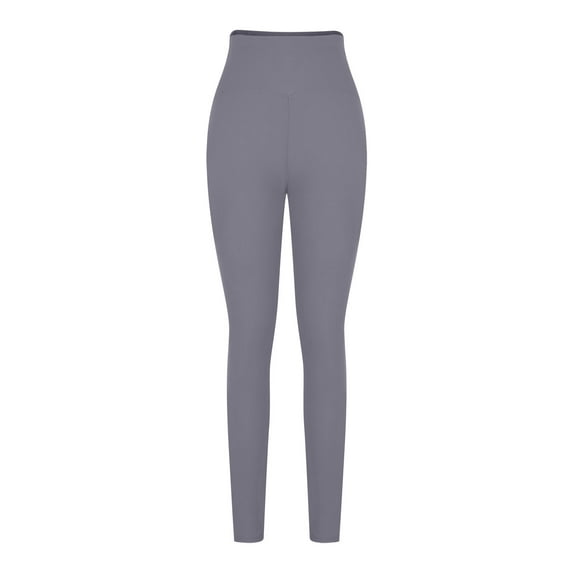 USNSM High Waisted Compression Leggings for Women Soft Black Tummy Control Leggings Solid Color Yoga Pants for Running Gray M
