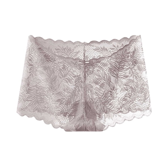 USNSM High Waisted Lace Underwear for Women Cheeky Bikini Panties Soft Full Coverage Solid Color Breathable Womens Briefs Gray L