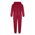 thumbnail image 1 of USNSM Hooded Onesie Pajamas Adult Unisex Jumpsuit Sportwear Soft Comfy Breathable Matching Family Suit Zipper Sleepwear Homewear Wine M, 1 of 4