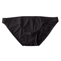 USNSM Ice Silk Men Briefs Super Thin And Breathable Quick Dry Solid Color Sport Underwear Black XL