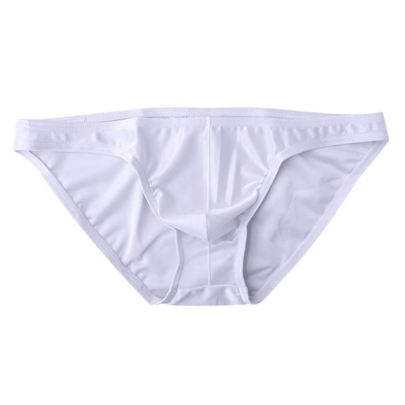 USNSM Ice Silk Men Briefs Super Thin And Breathable Quick Dry Solid Color Sport Underwear White L