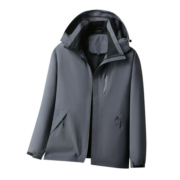 USNSM Jackets for Men Lightweight Casual Winter Windbreaker Zip up Pocket Coat Lined Fleece Windproof Outwear Jacket Gray XL