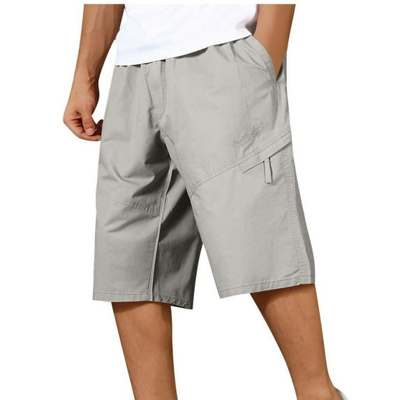 USNSM (L-5XL) Big and Tall Men's Casual Cargo Shorts Classic Drawstring Elastic Waist Summer Stretch Short with 6 Pockets Gray XXXXXL
