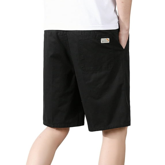 USNSM (L-5XL) Big and Tall Men's Solid Color Casual Pocket Zip Cargo Shorts Stretch Casual Knee Length Shorts Black XXXXXL