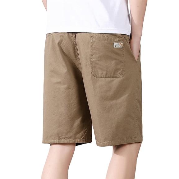 USNSM (L-5XL) Big and Tall Men's Solid Color Casual Pocket Zip Cargo Shorts Stretch Casual Knee Length Shorts Yellow XXXXL