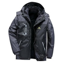 USNSM (L-5XL) Big and Tall Men's Winter Coats Water Resistant Hooded Jacket Warm Fleece Jacket Parka Raincoats With Multi-Pockets Black XXL