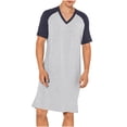 thumbnail image 1 of USNSM (L-5XL) Plus Size Mens Nightshirt Pajamas Short Sleeve Nightgown Sleepwear Soft Breathable Comfort Sleep Shirts Brown XL, 1 of 6