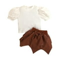 thumbnail image 1 of USNSM Little Kids Toddler Baby Girl Fashion Outfits Knitted T-Shirt Tops Plaid Mini Skirt Set 2Pcs Spring Fall Clothes Brown 5Y, 1 of 5