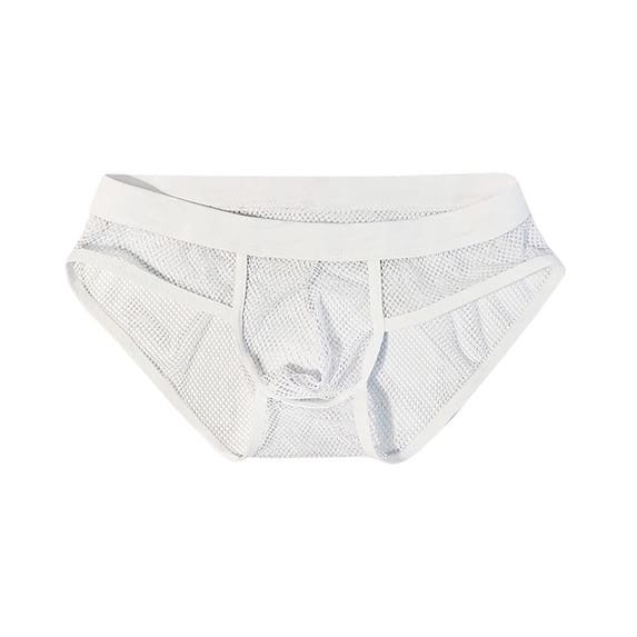 USNSM Low Waisted Cut Out Tongs, Men's Mesh Transparent See Through Panty Funny Breathable Jockstraps Underwears White XL