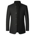 thumbnail image 1 of USNSM (M-4XL) Big and Tall Men's Classic Suit Coat Solid Color Long Sleeve Standing Lapel Single Breasted Casual Suit Jacket Black XXXXL, 1 of 8