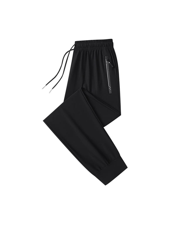 (M-5XL) Big and Tall Active Pants for Men Lightweight Breathable Ultra Stretch Solid Color Casual Pants Black XL