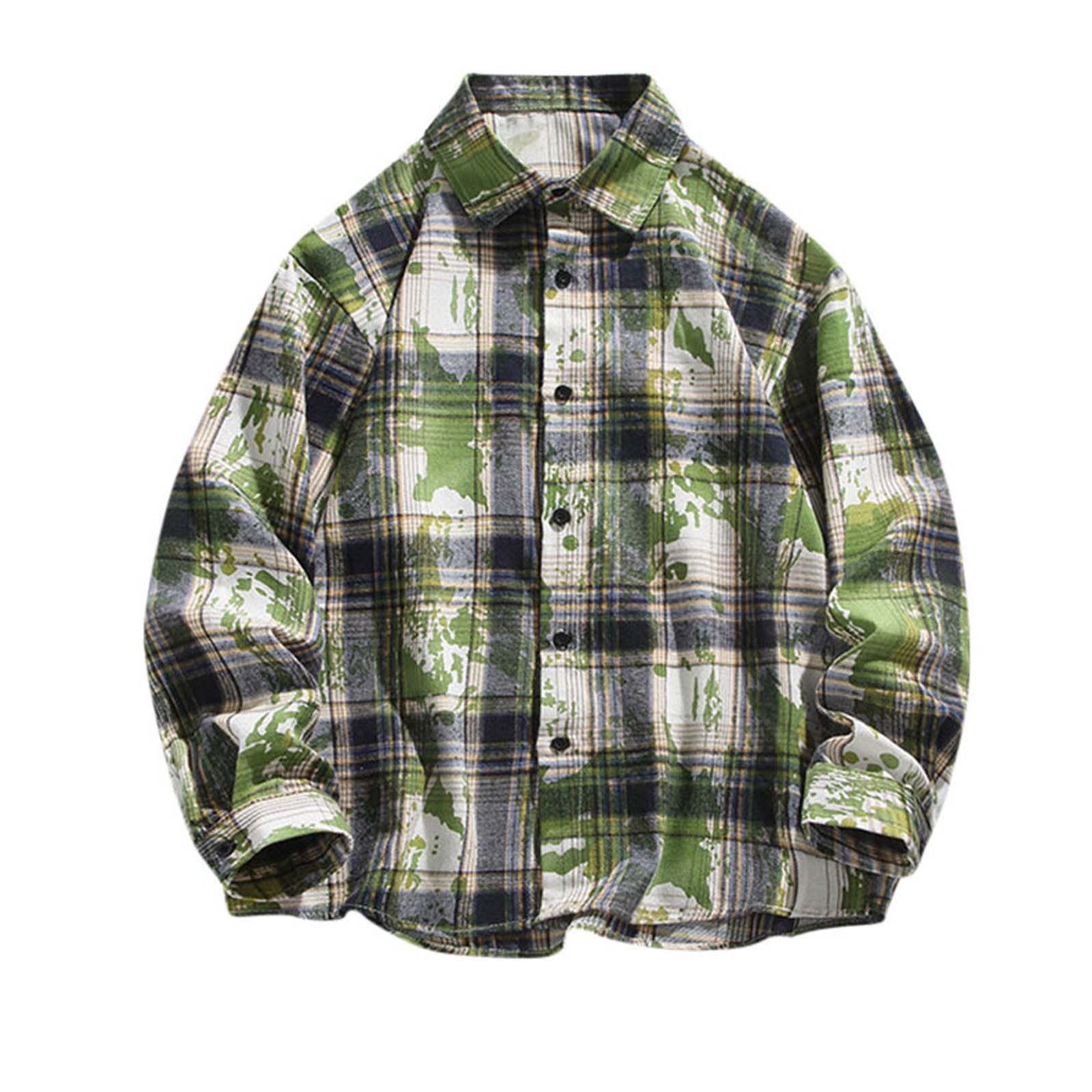 USNSM (M-5XL) Big and Tall Flannel Shirts for Men Cotton Long