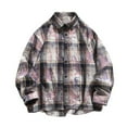 thumbnail image 1 of USNSM (M-5XL) Big and Tall Flannel Shirts for Men Cotton Long Sleeve Vintage Casual Button Down Plaid Shirt Purple M, 1 of 7