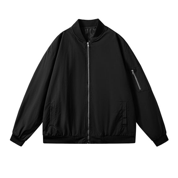 USNSM (M-5XL) Big and Tall Men's Bomber Jacket Lightweight Spring Fall Casual Windbreaker Full Zip Outwear Coat Black XXXL