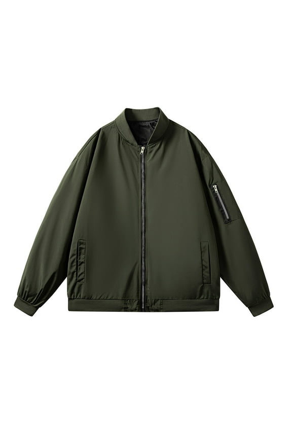 (M-5XL) Big and Tall Men's Bomber Jacket Lightweight Spring Fall Casual Windbreaker Full Zip Outwear Coat Green L