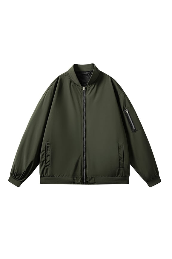 (M-5XL) Big and Tall Men's Bomber Jacket Lightweight Spring Fall Casual Windbreaker Full Zip Outwear Coat Green XL