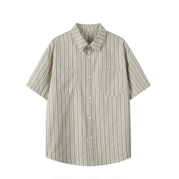 USNSM (M-5XL) Big and Tall Men's Button Down Shirts Textured Short Sleeve Casual Summer Hawaiian Beach Shirt with Pocket Gray XXXL