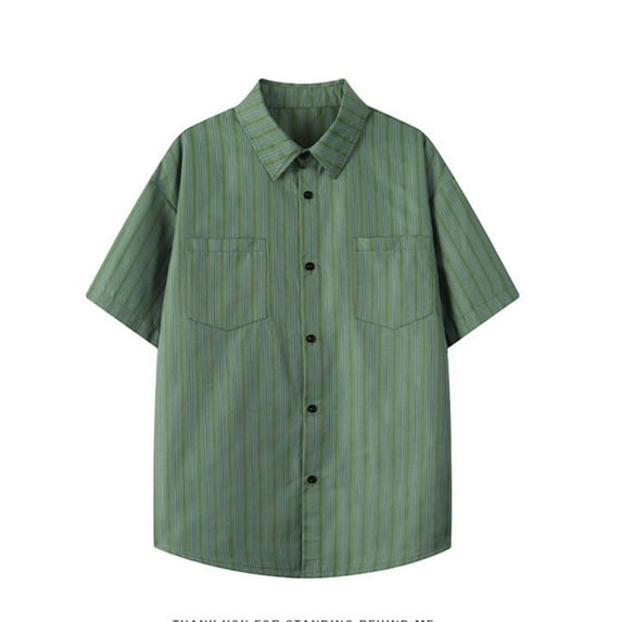 USNSM (M-5XL) Big and Tall Men's Button Down Shirts Textured Short Sleeve Casual Summer Hawaiian Beach Shirt with Pocket Green L
