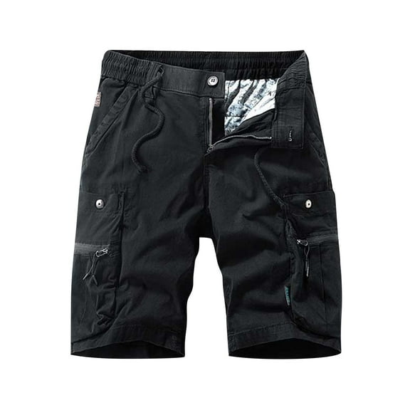 USNSM (M-5XL) Big and Tall Men's Camo Cargo Shorts Relaxed Fit Multi-Pocket Outdoor Loose Comfort Breathable Cargo Shorts Black M
