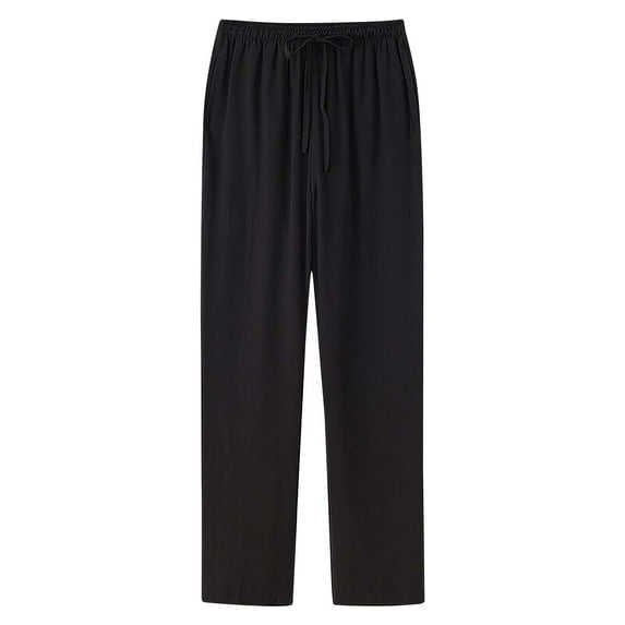 USNSM (M-5XL) Big and Tall Men's Casual Pants Loose Fit Pocket Quick Dry Draped Solid Color Elastic Waist Drawstring Pants Black M