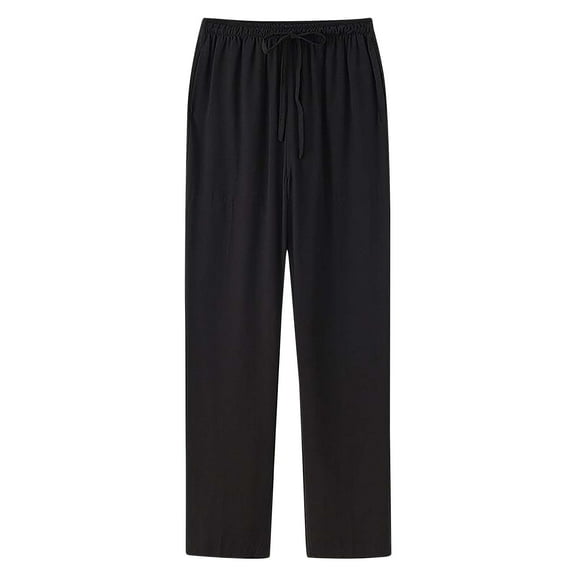 USNSM (M-5XL) Big and Tall Men's Casual Pants Loose Fit Pocket Quick Dry Draped Solid Color Elastic Waist Drawstring Pants Black XXL