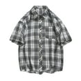 thumbnail image 1 of USNSM (M-5XL) Big and Tall Men's Classic Plaid Lapel Short Sleeve Shirt Summer Outdoor Casual Loose Comfort Breathable Shirt Tops White M, 1 of 7