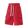 thumbnail image 1 of USNSM (M-5XL) Big and Tall Men's Drawstring Elastic Waist Cargo Shorts Straight Leg Baggy Streetwear Shorts with Pockets Red XXXXXL, 1 of 5