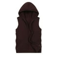thumbnail image 1 of USNSM (M-5XL) Big and Tall Men's Fashion Solid Color Pockets Sleeveless Hooded Zipper Vest Jacket Tops Brown M, 1 of 2