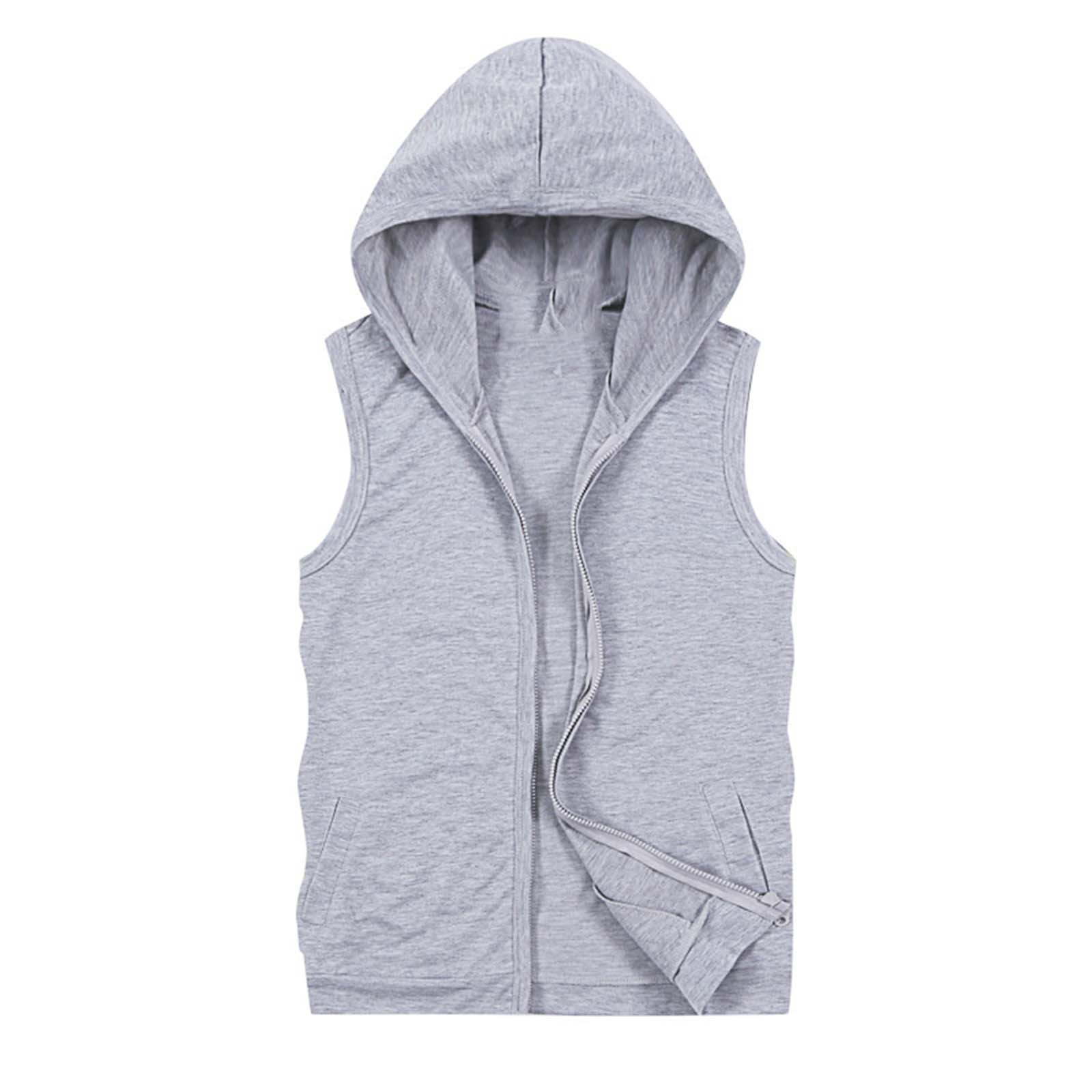 Men's Hooded Sleeveless Body Warmer Gilet Jacket - Softshell, Padded, Full Zip (Size S, Chest 38-40in)