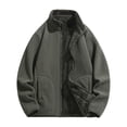 thumbnail image 1 of USNSM (M-5XL) Big and Tall Men's Fashion Solid Color Stand Collar Zipper Pocket Fleece Jacket Top Casual Long Sleeve Hoodless Coat Green M, 1 of 6
