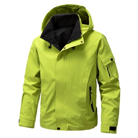 USNSM (M-5XL) Big and Tall Men's Lightweight Windbreaker Rain Jacket Raincoat with Detachable Hood for Hiking Activewear Green L