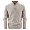 thumbnail image 1 of USNSM (M-5XL) Big and Tall Men's Quarter-Zip Fleece Jacket, Long Sleeve Half Zip Fleece Pullover Sweaters Thermal Golf Sweatshirt Beige XXXXL, 1 of 3