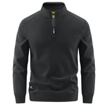USNSM (M-5XL) Big and Tall Men's Quarter-Zip Fleece Jacket, Long Sleeve Half Zip Fleece Pullover Sweaters Thermal Golf Sweatshirt Black L