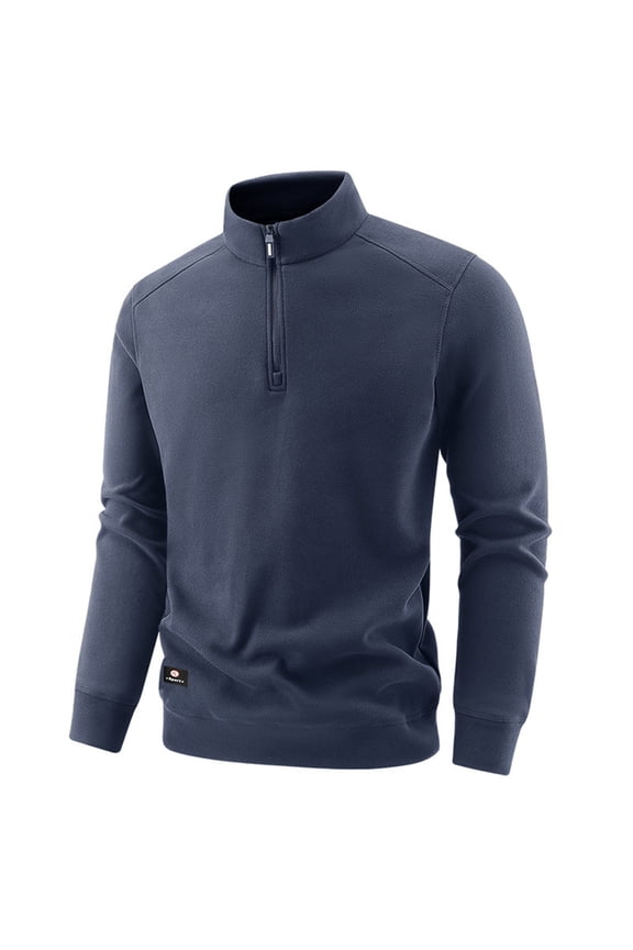 (M-5XL) Big and Tall Men's Quarter-Zip Fleece Jacket, Long Sleeve Half Zip Fleece Pullover Sweaters Thermal Golf Sweatshirt Blue XXXXXL
