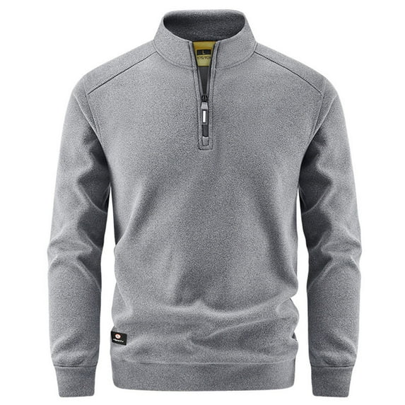 USNSM (M-5XL) Big and Tall Men's Quarter-Zip Fleece Jacket, Long Sleeve Half Zip Fleece Pullover Sweaters Thermal Golf Sweatshirt Gray L