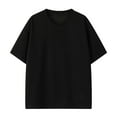 thumbnail image 1 of USNSM (M-5XL) Big and Tall Men's Solid Color Fashion Casual V-Neck Short Sleeve Loose Comfort Breathable T Shirt Top Black XXL, 1 of 6
