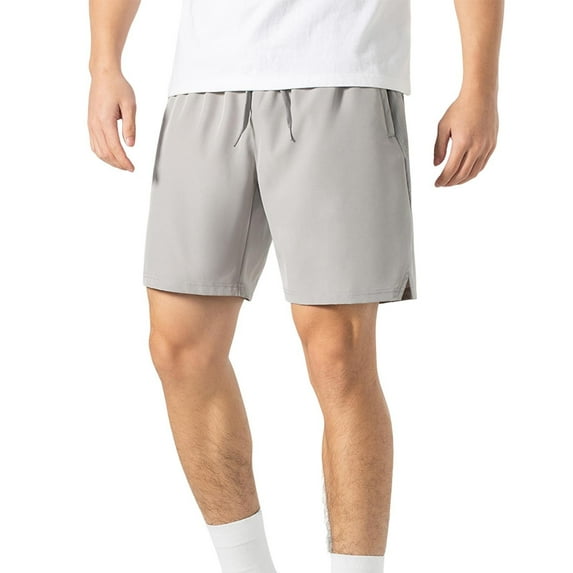 USNSM (M-5XL) Big and Tall Men's Solid Color Pocket Elastic Waist Straight Short Quick Dry Board Shorts Beach Shorts Gray XXXXXL