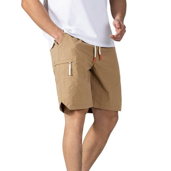 USNSM (M-5XL) Big and Tall Men's Solid Color Pocket Elastic Waist Straight Short Quick Dry Board Shorts Beach Shorts Yellow L