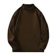 thumbnail image 1 of USNSM (M-5XL) Big and Tall Men's Warm Casual Solid Color Loose Bottom Tops Long Sleeve Round Neck Tops Shirts Brown XXXXL, 1 of 5