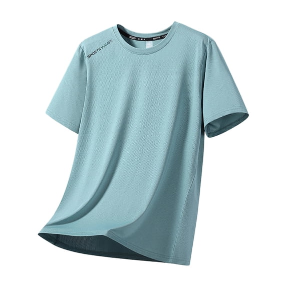 USNSM (M-5XL) Big and Tall Men's Workout Shirts Athletic Quick Dry Ice Silk Short Sleeve Shirts Moisture Wicking Running Breathable Top Blue XXXXL
