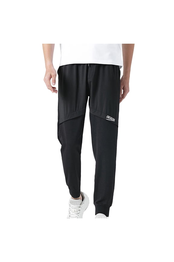 (M-5XL) Big and Tall Mens Athletic Lightweight Workout Sweatpants Pockets Gym Quick-Drying Joggers Training Pants Black XXXL