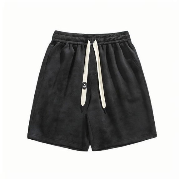 USNSM (M-5XL) Big and Tall Mens Athletic Workout Shorts 5.5" Cotton Casual Shorts Elastic Waist Joggers Sports Sweat Shorts Black XXXXXL
