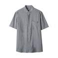 thumbnail image 1 of USNSM (M-5XL) Big and Tall Mens Linen Shirts Short Sleeve Button Down Shirts Cotton Summer Beach Vacation Shirts Gray L, 1 of 9