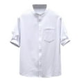 thumbnail image 1 of USNSM (M-5XL) Big and Tall Regular Fit Mens Linen Cotton Short Sleeve Shirts Casual Button Down Shirts with Front Pocket White L, 1 of 4