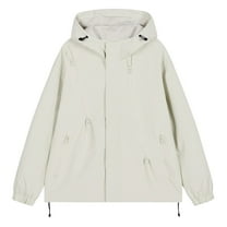 USNSM (M-5XL) Big and Tall Windbreaker Jackets for Men Softshell Waterproof Rain Jacket Hooded Long Sleeve Outdoor Clothes Beige XXXL