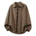 thumbnail image 1 of USNSM (M-5XL) Men's Big and Tall Casual Cotton Plaid Shirts Long Sleeve Lapel Button-Down Flannel Overshirt Jacket Brown XXXL, 1 of 3