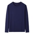 thumbnail image 1 of USNSM (M-5XL) Men's Big and Tall Round Neck Simple and Comfortable Top Solid Color Casual Loose Classic Long Sleeved T-Shirt Blue XXXXL, 1 of 4