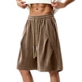 thumbnail image 1 of USNSM (M-5XL) Men's Plus Size Bermuda Shorts Wide Leg Drawstring Casual Baggy Summer Knee Length Oversized Shorts with Pockets Brown M, 1 of 8